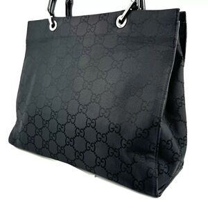 Gucci Black Tote Bag with Monogram Design